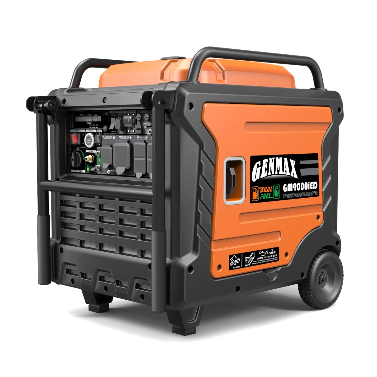 GENMAX Portable Generator, 9000W Super QuietDual Fuel Portable Engine with Parallel Capability, Remote/Electric Start, Ideal for Home backup power.EPA Compliant (GM9000iED)